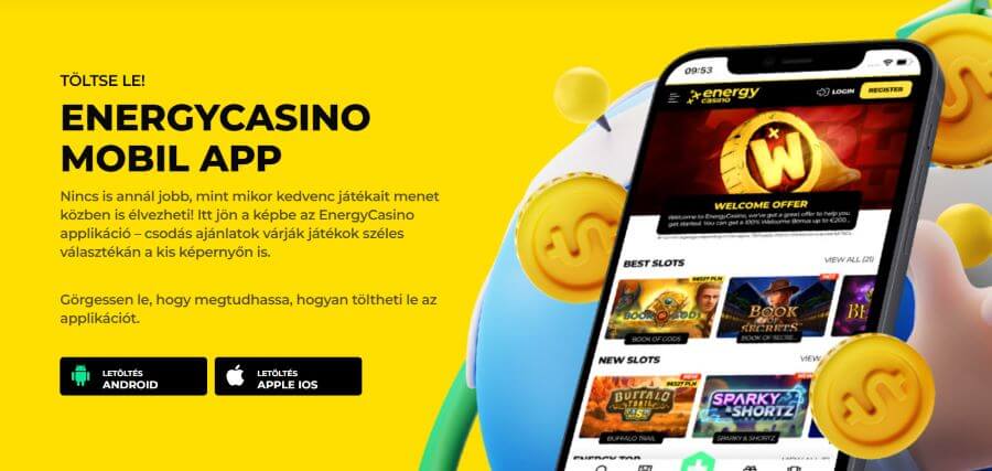 Energy Casino mobil applikacio